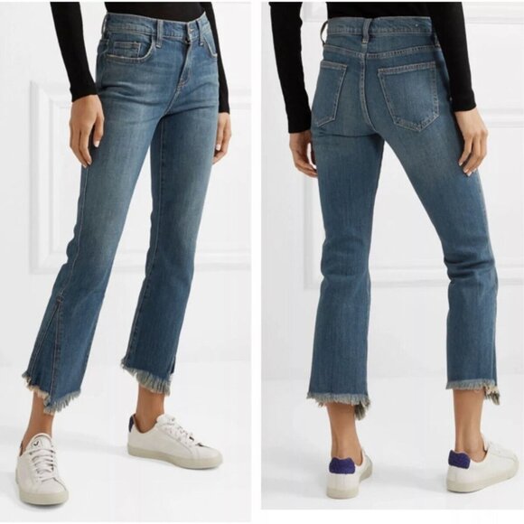 Current Elliott Womens The Fan Kick Flare Frayed Jeans Cropped Brush size 26 - Picture 1 of 11